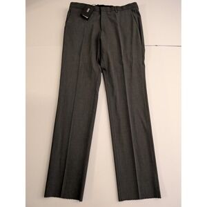 Hugo Boss Men Dress Pants 34R Medium Grey Micro Pattern Flat Front Trousers NEW